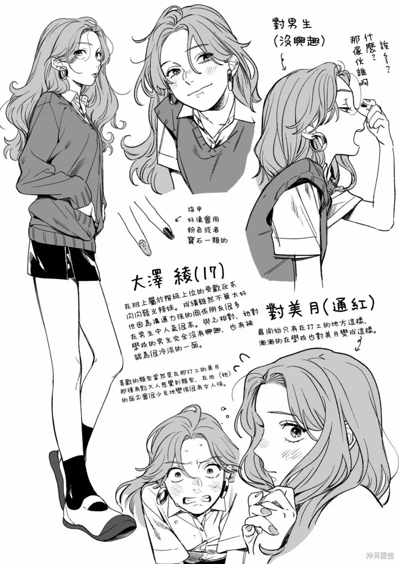 在意的人不是男生是百合吗漫画,人设图2图